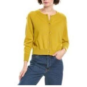 THE GREAT Mustard Cashmere Cardigan Size Small.